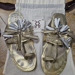 Figue Metallic Fringe Flats